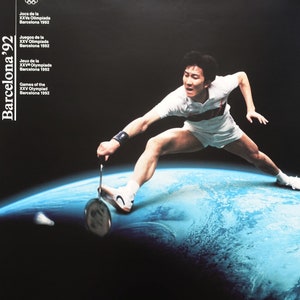 Bádminton de los Juegos Olímpicos de Verano de 1992 en Barcelona - Póster vintage original