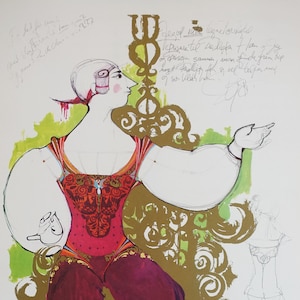 1970s Wiinblad&#39;s Prince from The Swineherd Costume Sketch - Original Vintage Poster