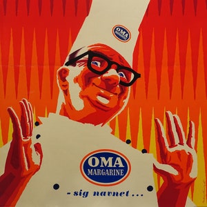 Anuncio de margarina OMA de Chef Butter de los años 50: póster vintage original