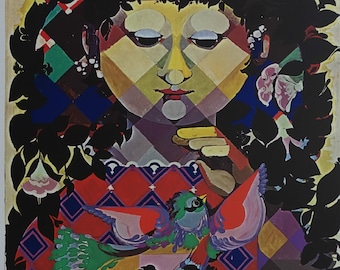 Układ gobelinu Wiinblad z lat 70.-oryginalny plakat w stylu vintage