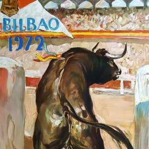 Espectáculo taurino de 1972 en Bilbao, España - Cartel vintage original
