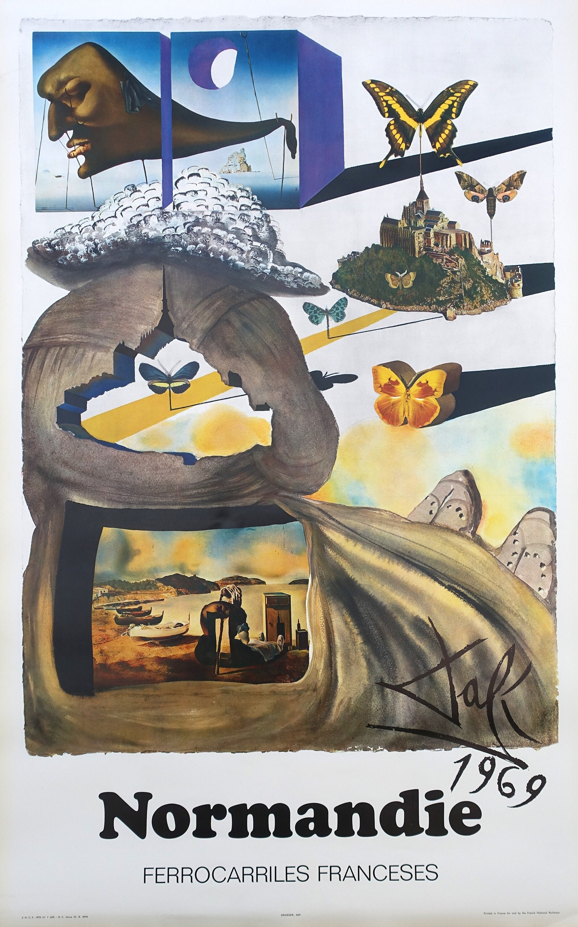 1970 サルバドール ダリ - フランス国鉄 SNCF の広告 (ノルマンディー