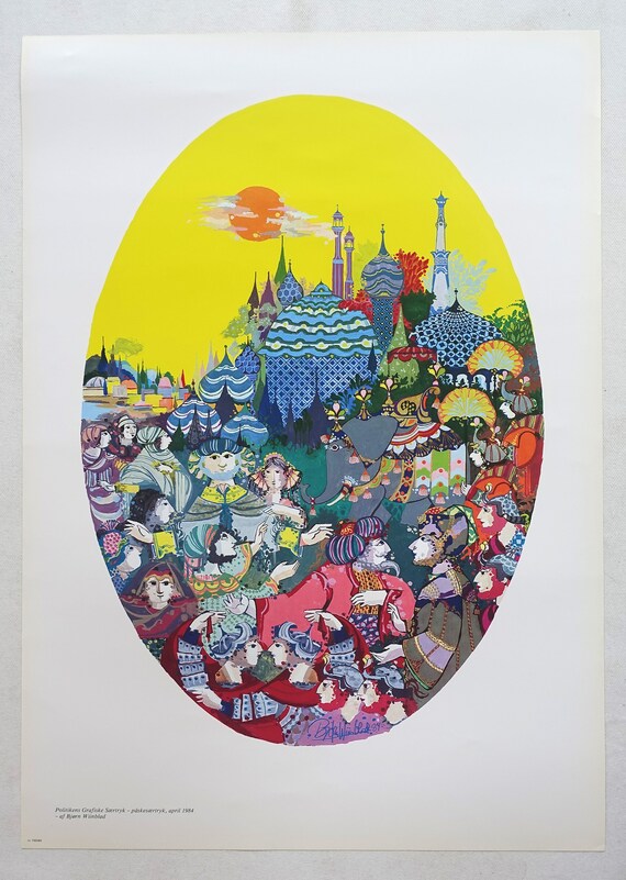 1984 Bjørn Wiinblad's Special Easter Artwork - Original Vintage