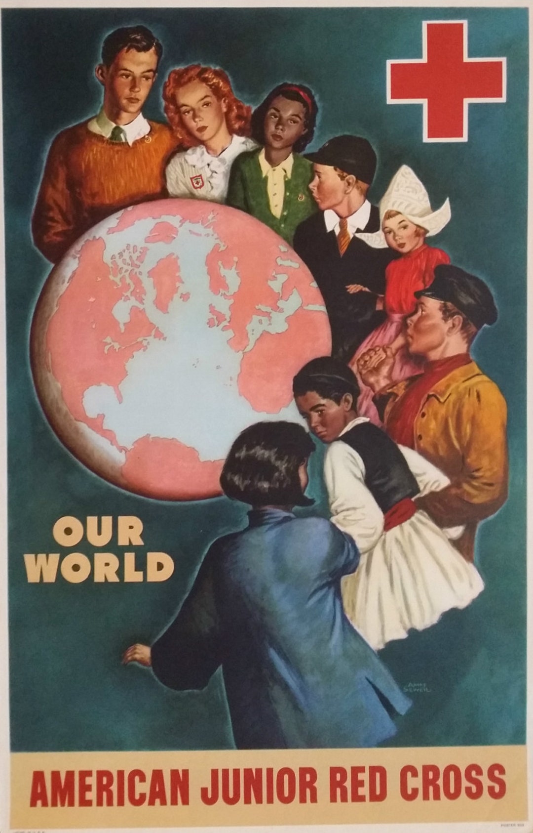 1945 American Junior Red Cross - Original Vintage Poster - Etsy
