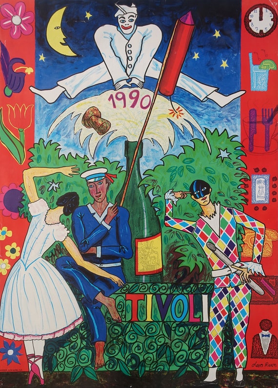 1990 Tivoli Gardens by Lars Ravn - Original Vintage Poster - Etsy