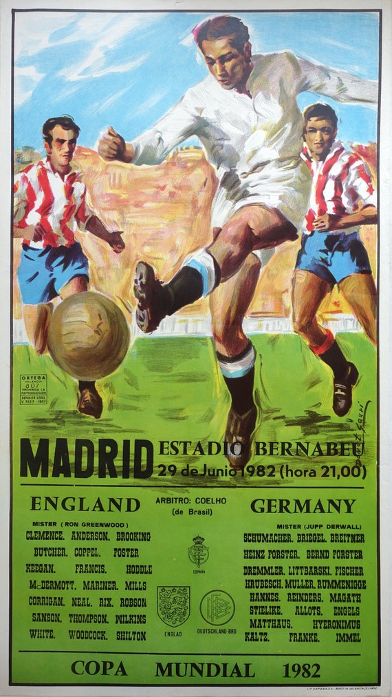 1982 World Cup football/soccer England Germany Original Vintage Poster -  Etsy Sweden