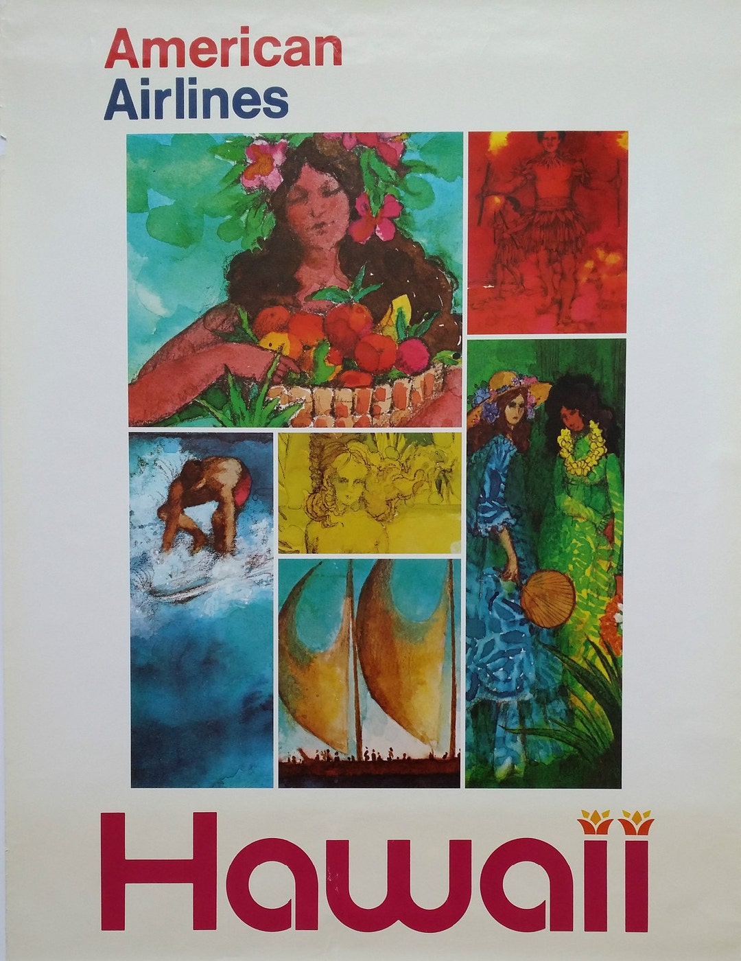 1980s Hawaii Travel Poster - Original Vintage Poster - Etsy