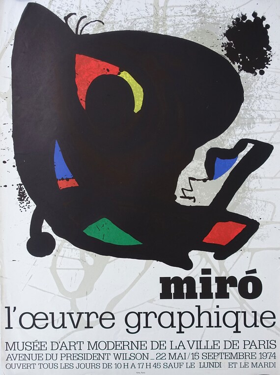 joan miro ヴィンテージ　ポスター 1974 ミロ展ポスター パリ ローブル グラフィック - オリジナル