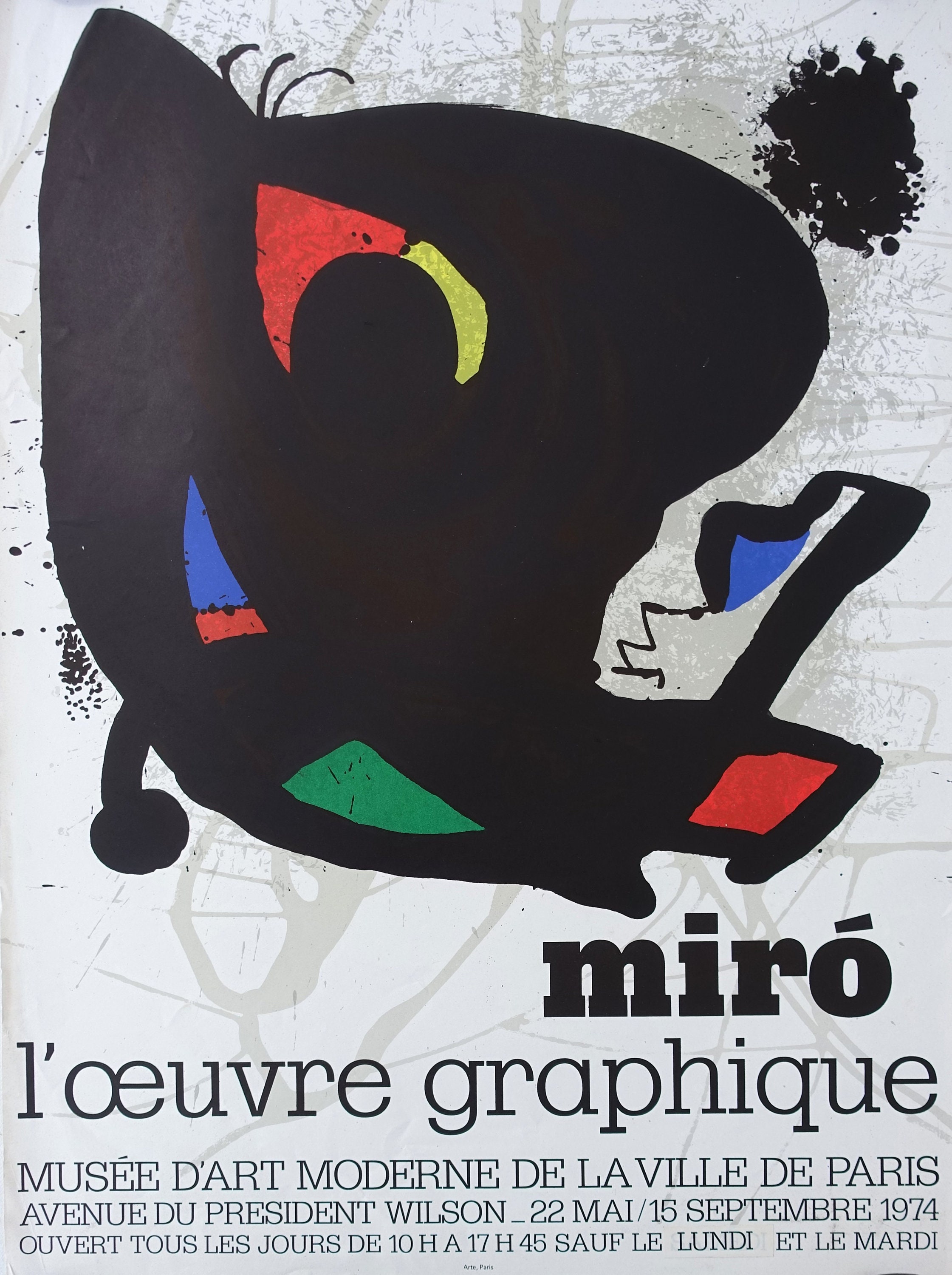 joan miro ヴィンテージ　ポスター 1974 ミロ展ポスター パリ ローブル グラフィック - オリジナル