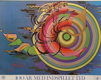 1977 Bjørn Wiinblad-muziekkunstwerk voor IFOI Denmark - originele vintage poster