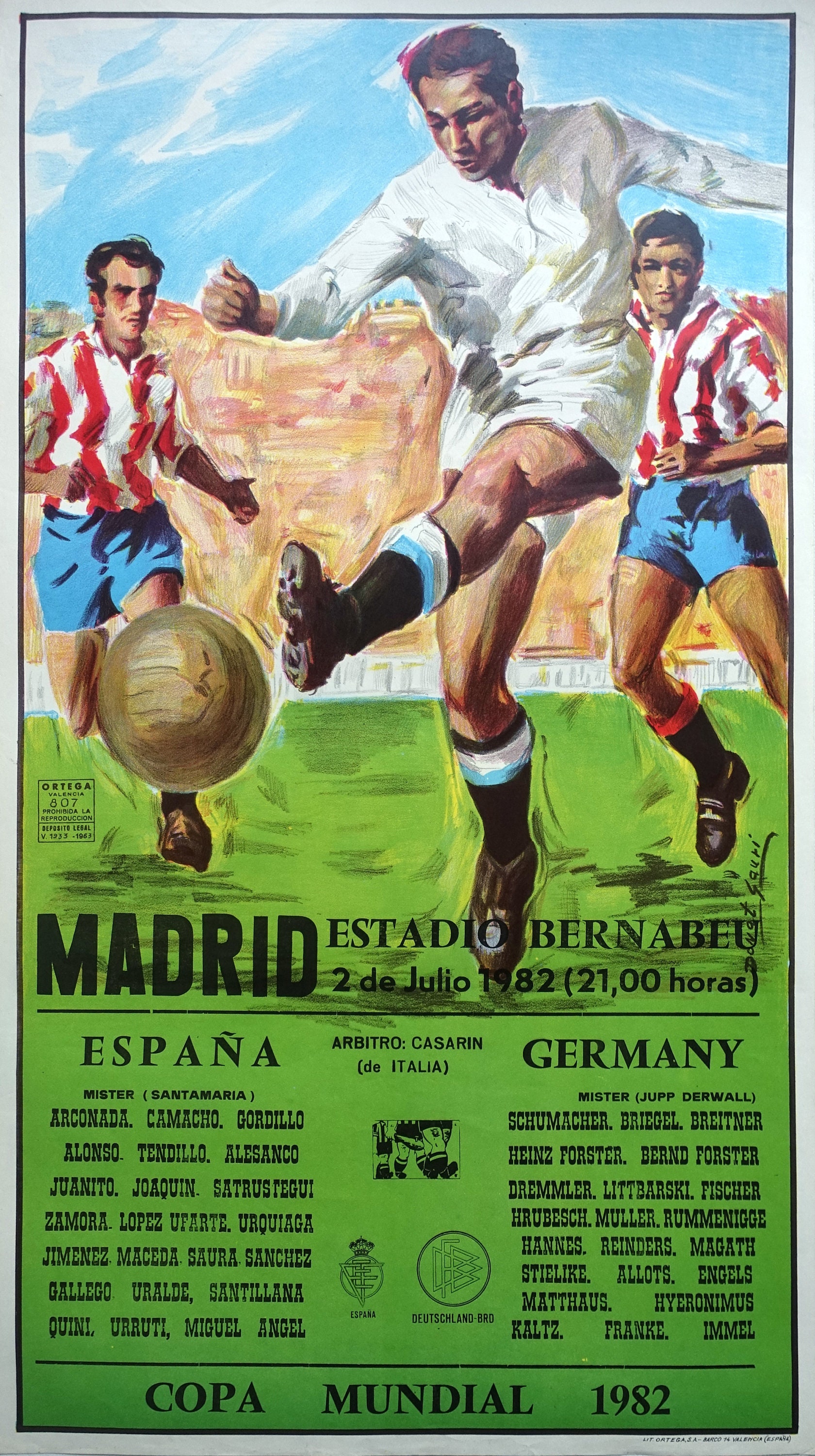 1982 World Cup football/soccer West Spain Poster Original Vintage - Etsy Israel Germany