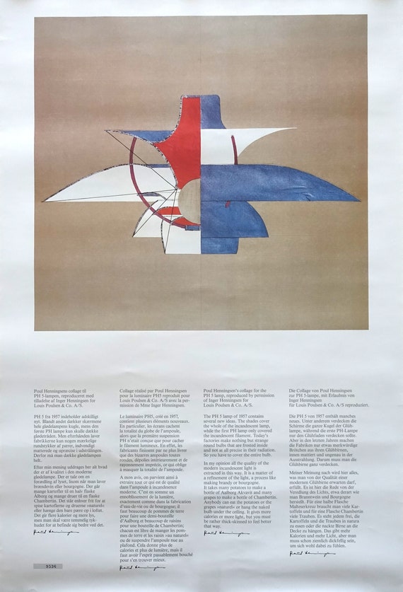 1970s Poul Henningsen PH5 Lamp Poster Limited Edition No 9536 