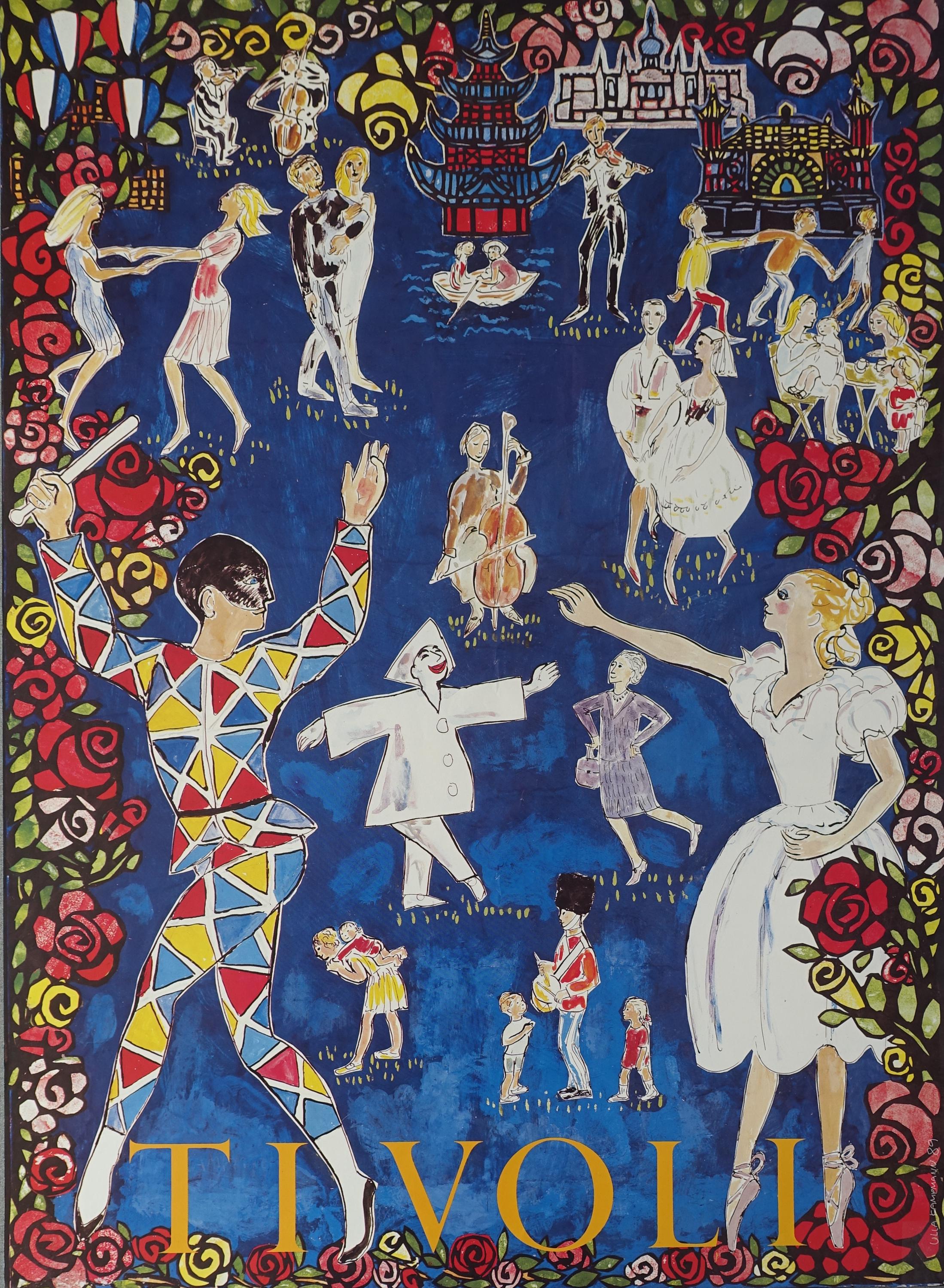 1989 Tivoli Gardens by Ulla Kampmann - Original Vintage Poster - Etsy