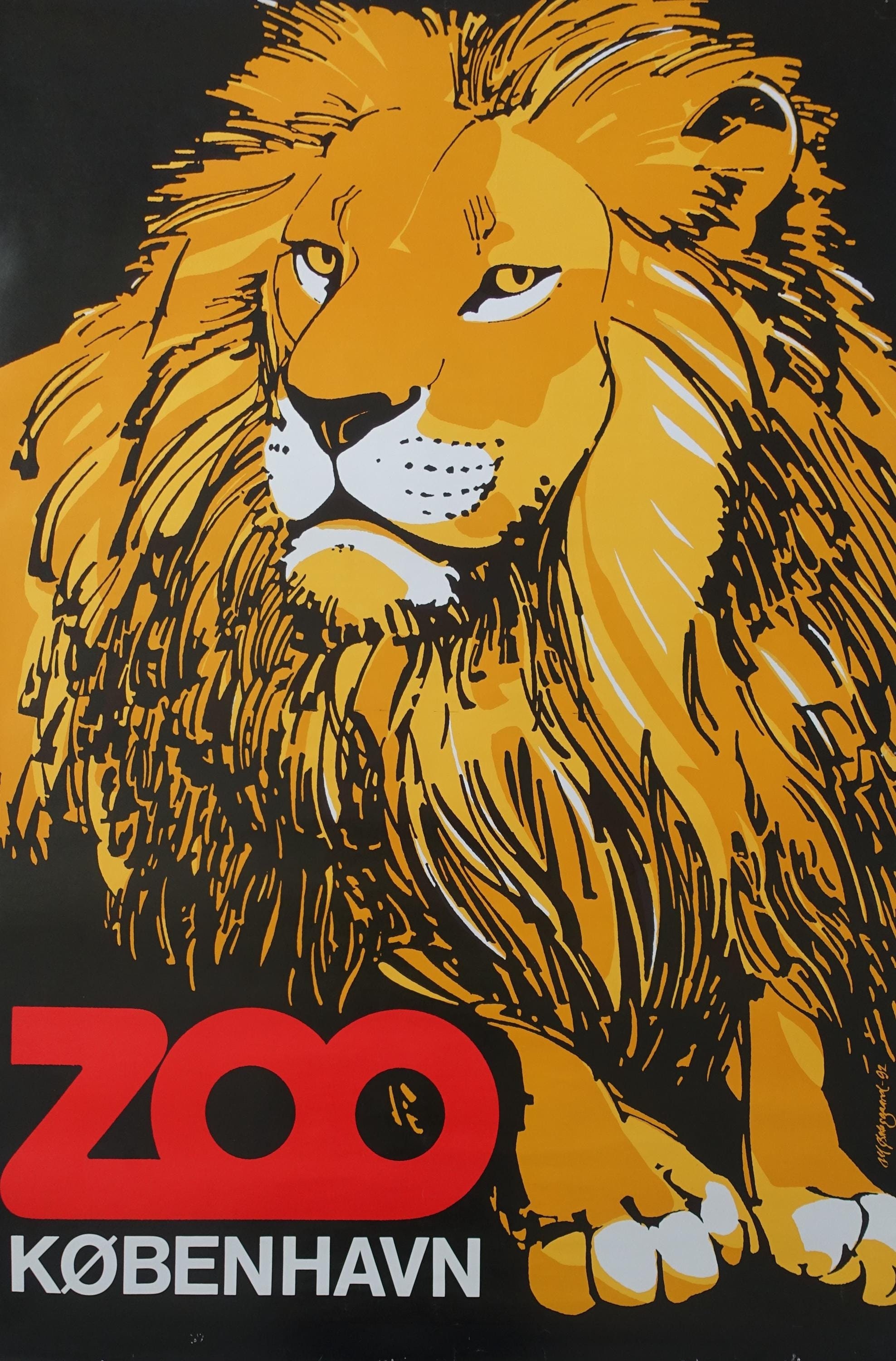 1992 Copenhagen Zoo (lion) - Original Vintage Poster - Etsy
