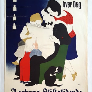 1940s Newspaper Advertisement by Arne Ungermann Aarhus Stiftstidende Original Vintage Poster image 2