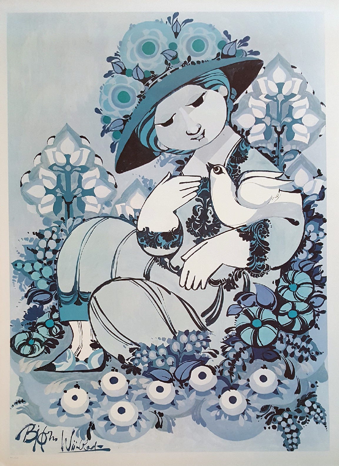 1980s Wiinblad Blue Lady - Original Vintage Poster - Etsy