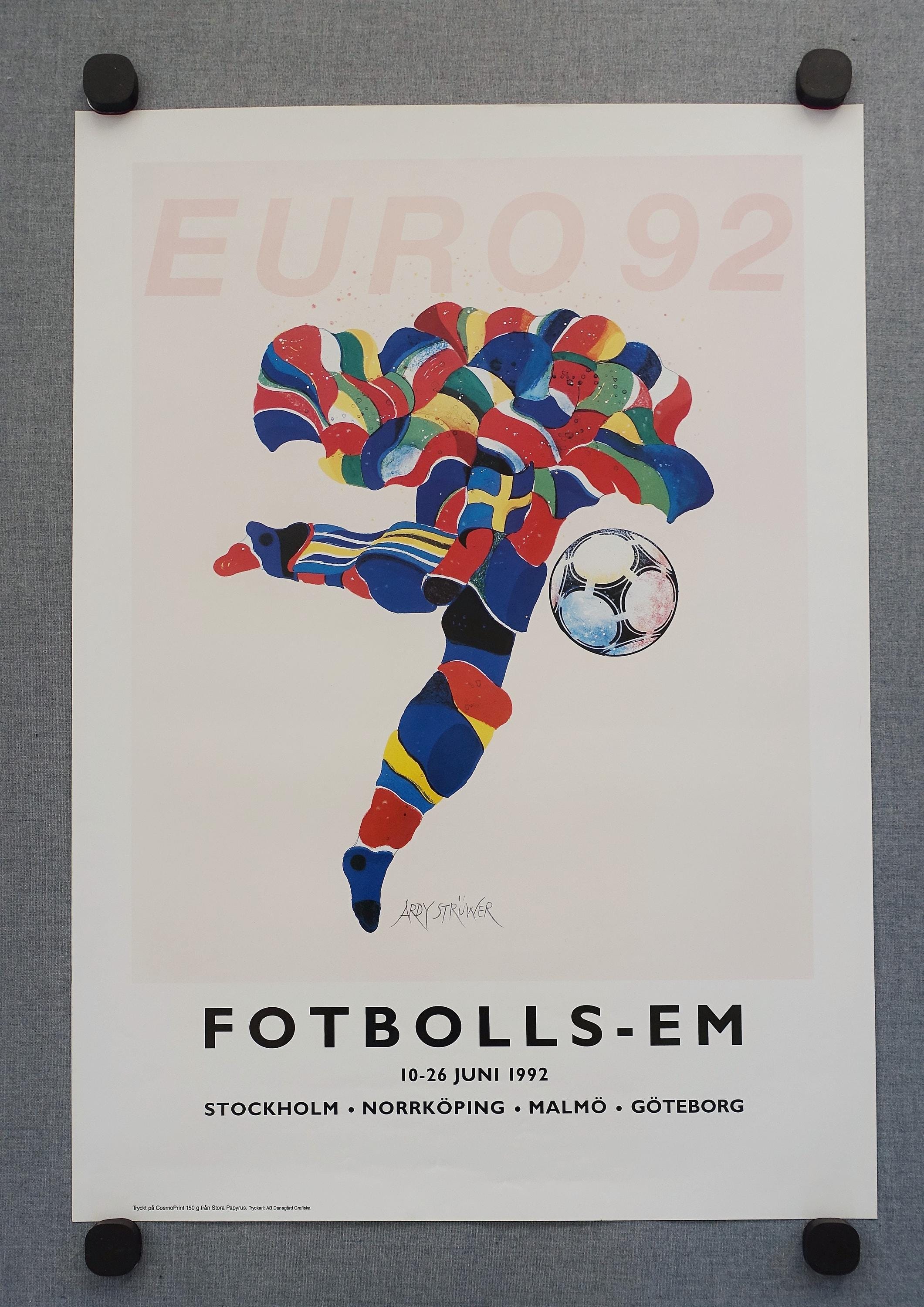 1992 UEFA European Football Championship in Sweden - Original Vintage  Poster - Etsy