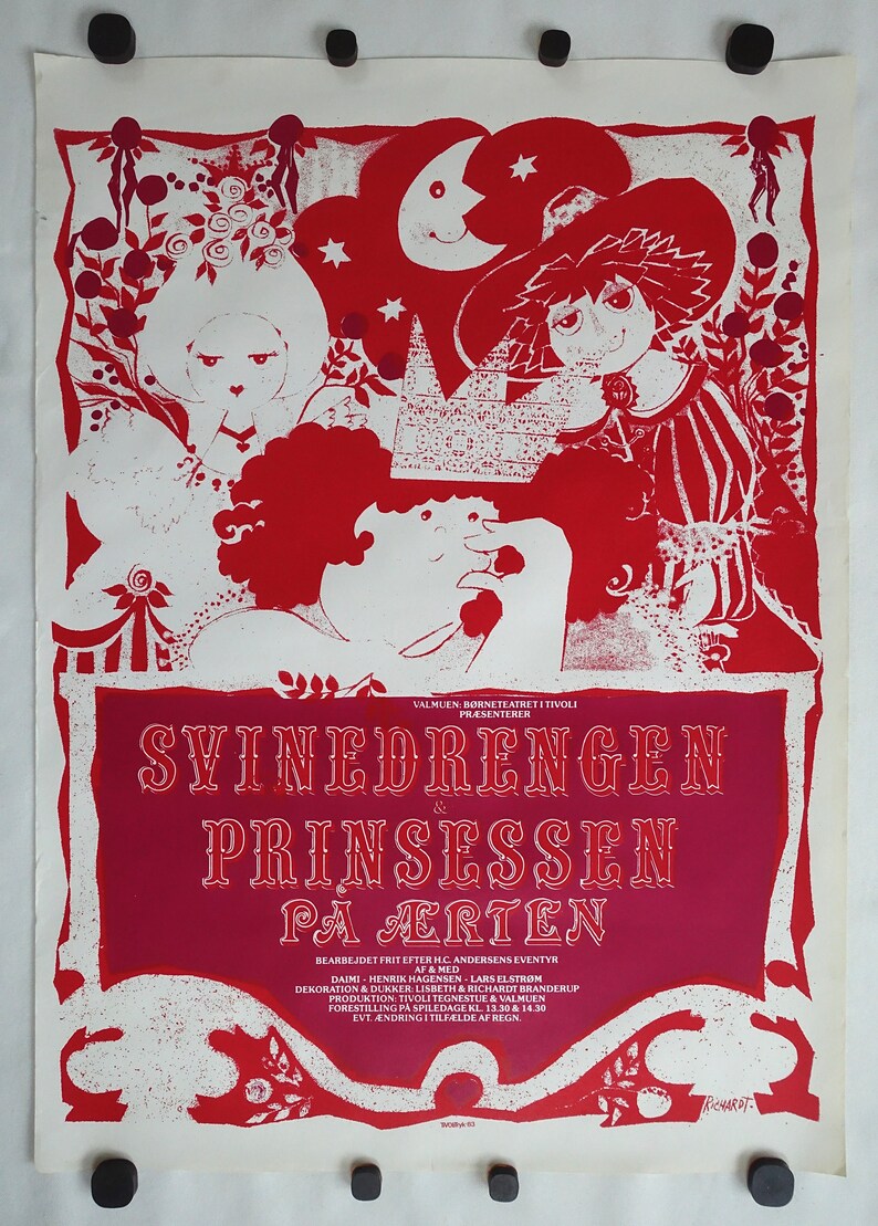 1983 Tivoli Gardens The Swineherd /& The Princess and the Pea Original Vintage Poster