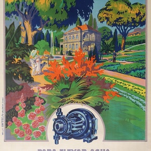 1930s Bomba Bloch Spainsh Luxuary Garden - Original Vintage Poster