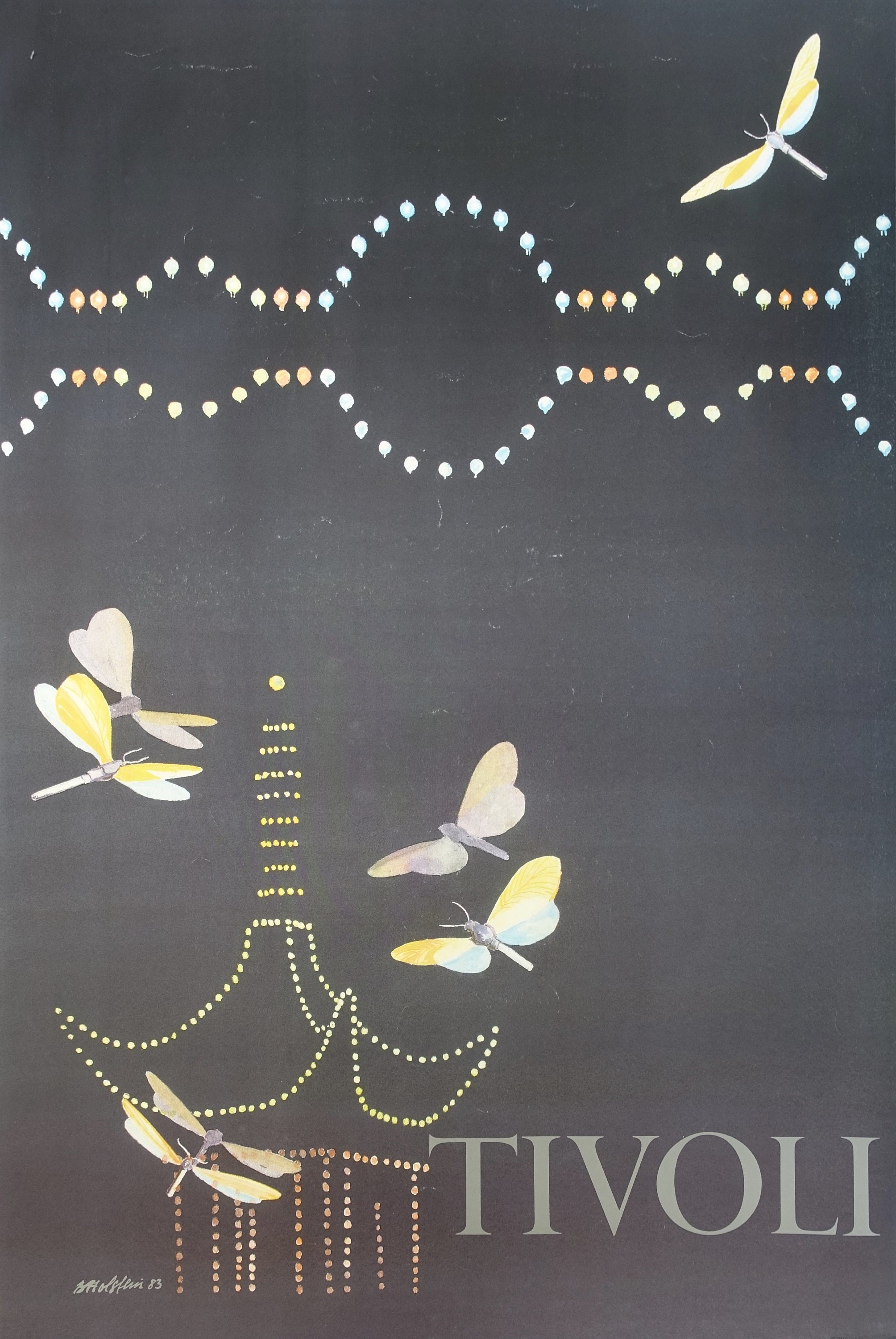 1983 Tivoli Gardens by Bent Holstein (huge version) - Original Vintage Poster