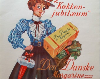 1950 Danish Butter Margarine Advertisement - Den Danske Margarine - Original Vintage Poster