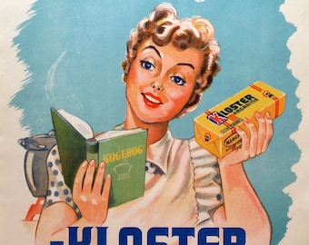 1950s Danish Butter Margarine Advertisement - Kloster Margarine - Original Vintage Poster
