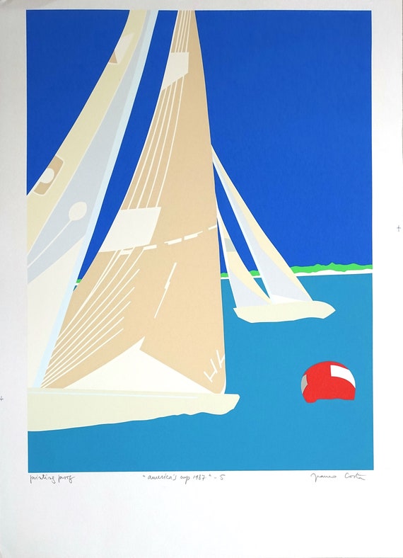 signed by the artist WINNING BACK AMERICA/'S CUP America/'s Cup poster 1987