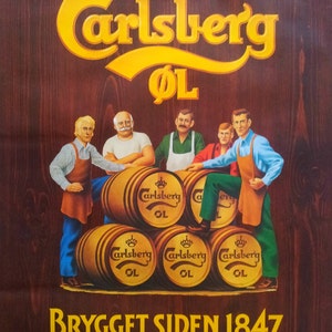 Anuncio de cerveza Carlsberg de la década de 1970 - Póster vintage original