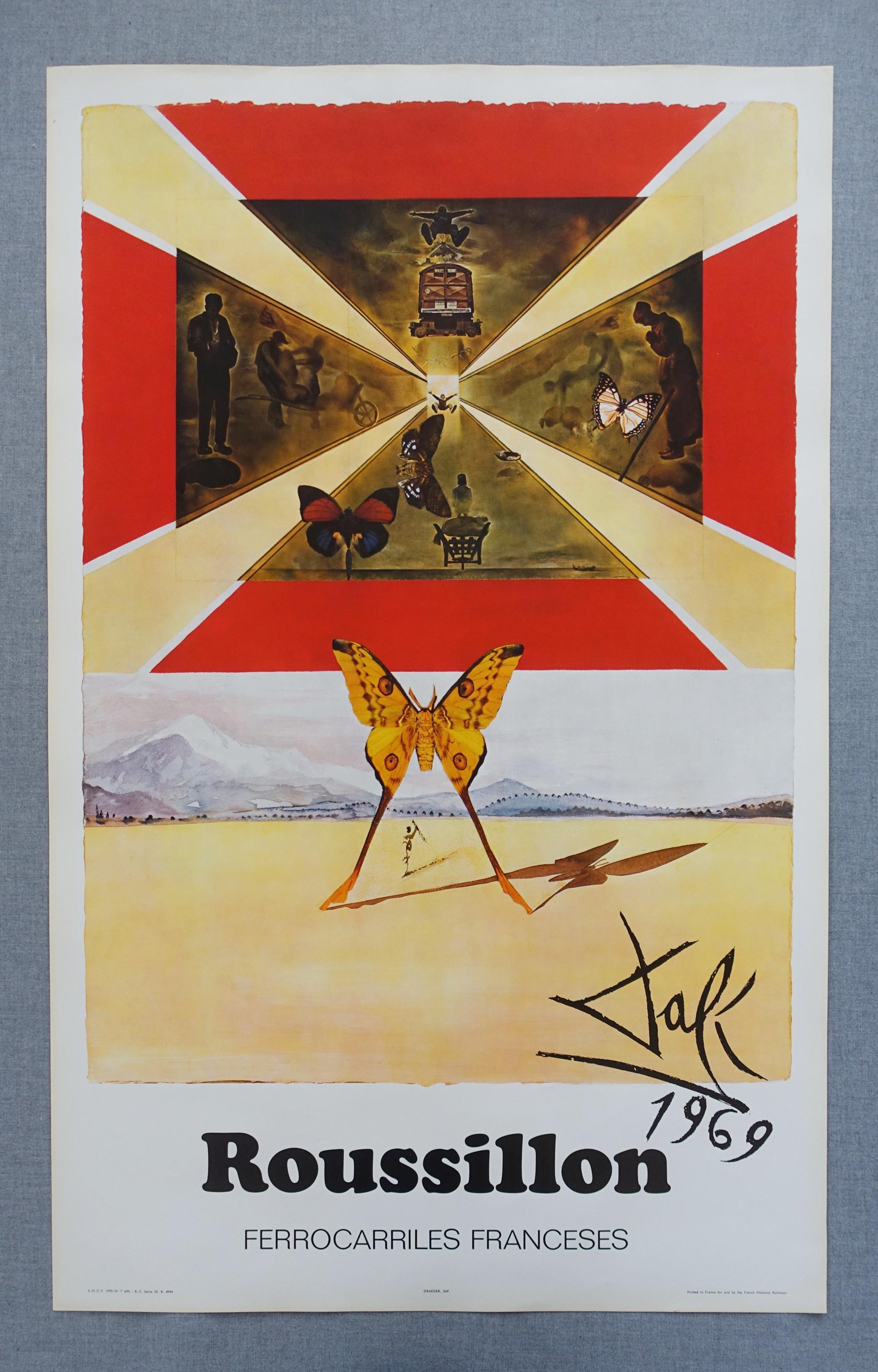 1970 サルバドール ダリ - フランス国鉄 SNCF の広告 (ルシヨン