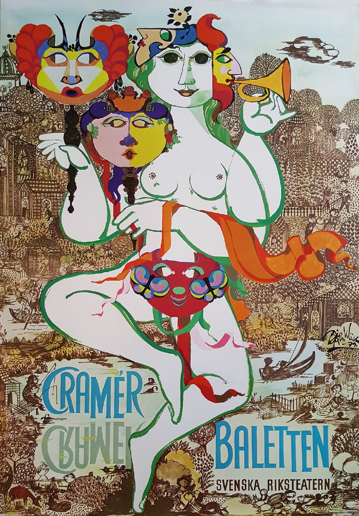 1979 Wiinblad Cramér Baletten-oryginalny plakat w stylu vintage