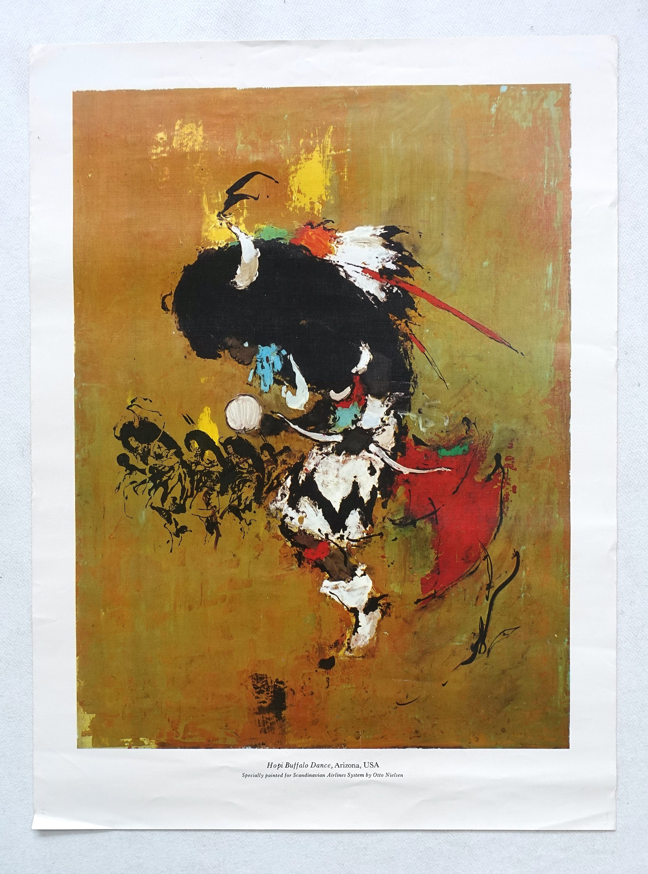 ホピ族 水彩画 サイン入り ホピ族 水彩画 サイン入り ホピ族 水彩画