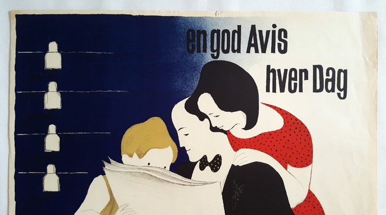 1940s Newspaper Advertisement by Arne Ungermann Aarhus Stiftstidende Original Vintage Poster image 5