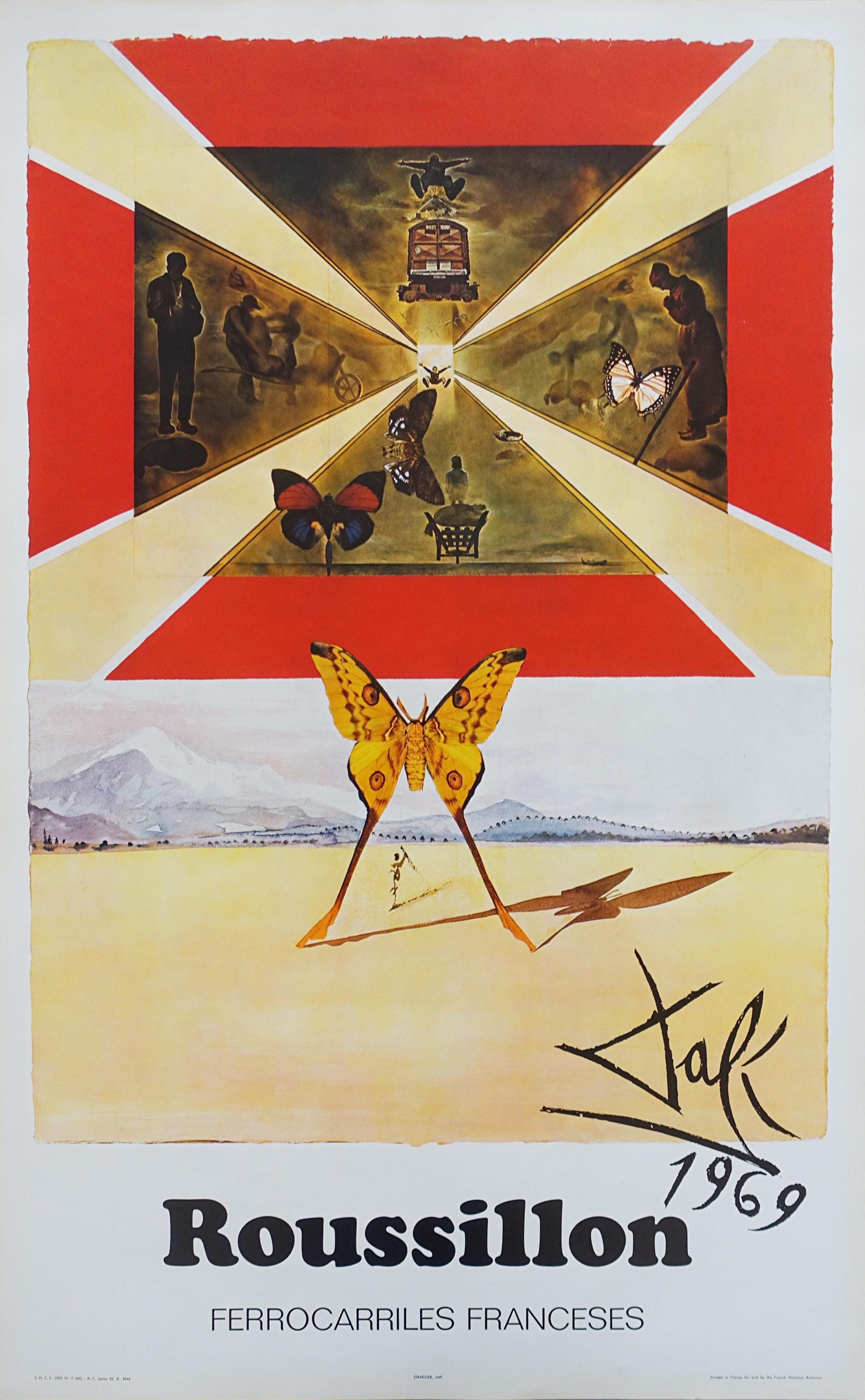 1970 サルバドール ダリ - フランス国鉄 SNCF の広告 (ルシヨン