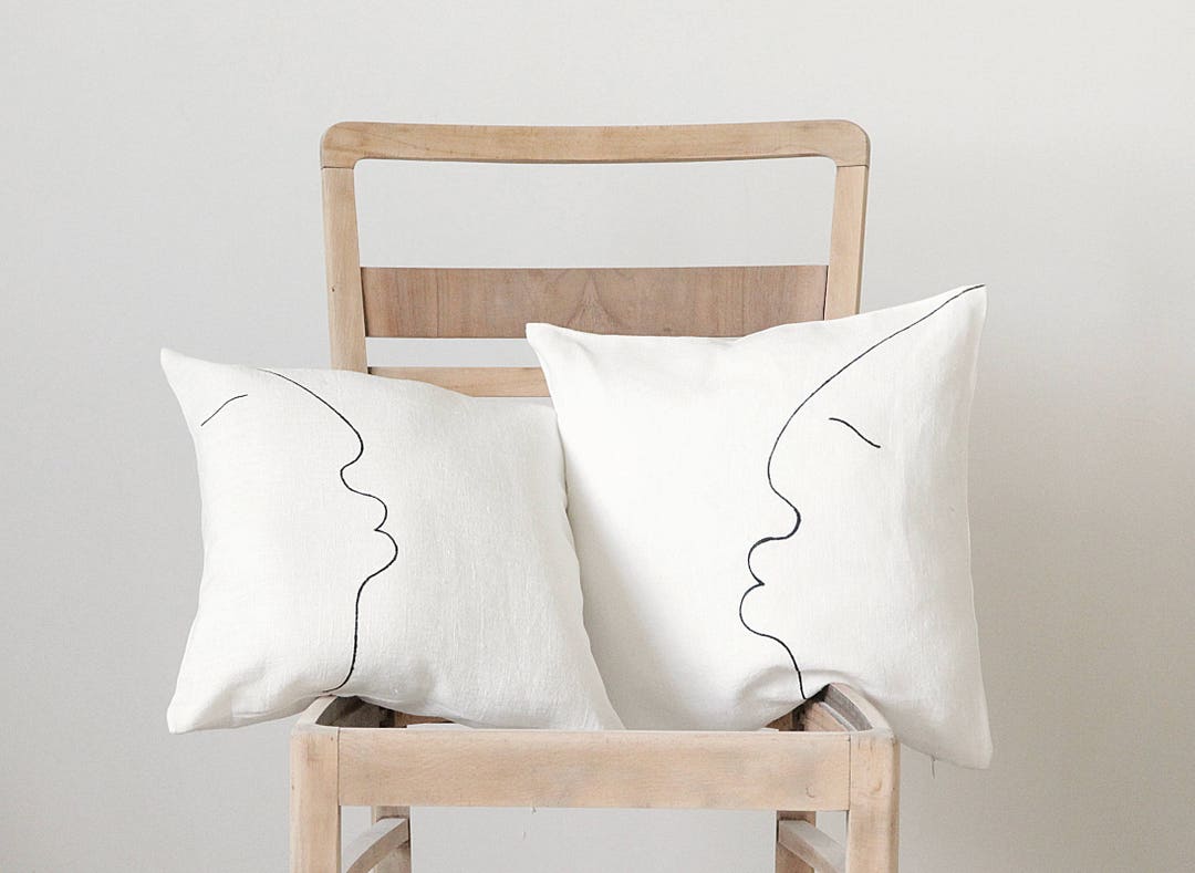 Japandi Pillow Cover for Minimalist Modern Interior One Line 