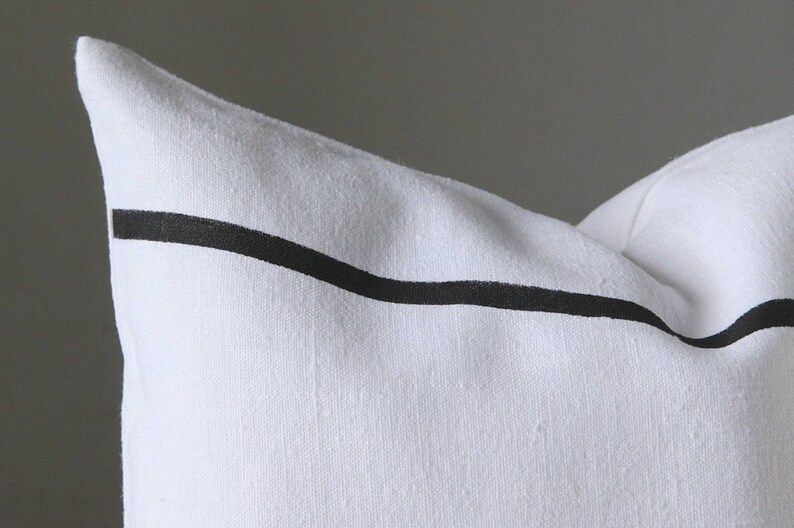 Black and white linen pillow cover Scandinavian industrial Etsy
