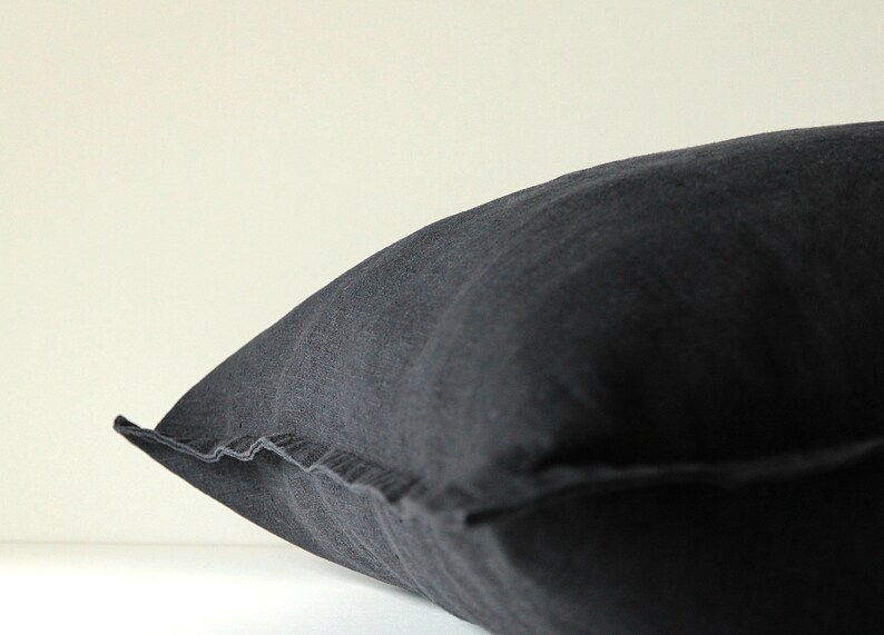 Linen black pillow cover 16x16 18x18 26x26 inches euro sham Etsy