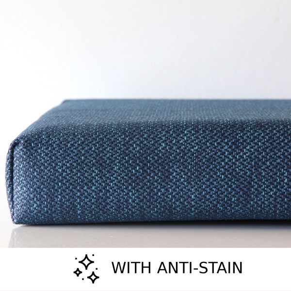 Teal blue custom size bench cushion indoor by LinenSpace