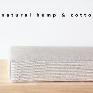 Custom bench seat cushion with hemp cotton cover by LinenSpace