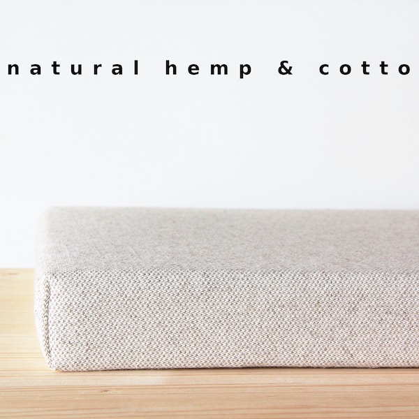 Custom bench seat cushion with hemp cotton cover by LinenSpace