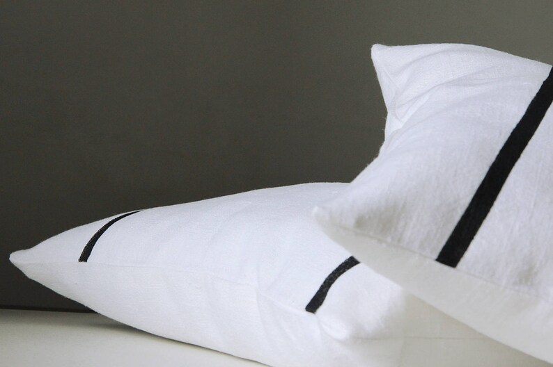 Black and white linen pillow cover Scandinavian industrial Etsy