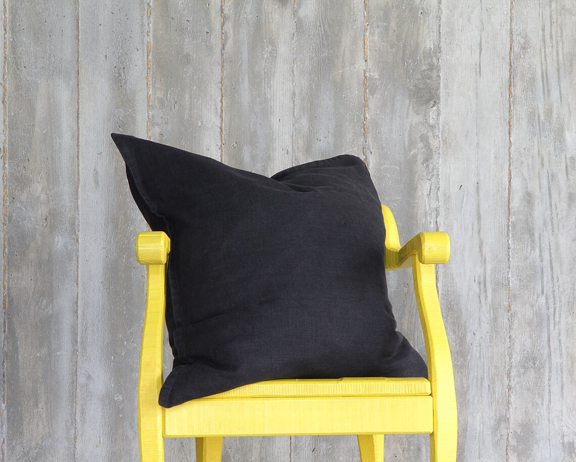 Linen black pillow cover 16x16 18x18 26x26 inches euro sham Etsy