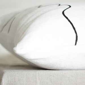 Japandi pillow cover for minimalist modern interior one line drawing kiss face black and white by Linenspace image 7