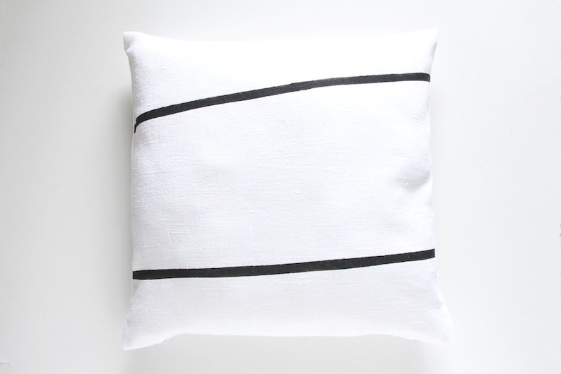 Black and white linen pillow cover Scandinavian industrial Etsy