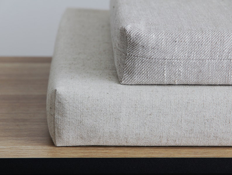Natural Linen Bench Cushion Cover Custom Chair Pad Seat Etsy