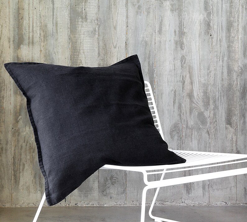 Linen black pillow cover 16x16 18x18 26x26 inches euro sham Etsy