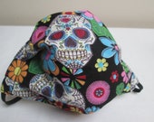 Sugar Skulls Print Adult Pleated Cotton Face mask With Filter Pocket Reuseable Ready To Ship