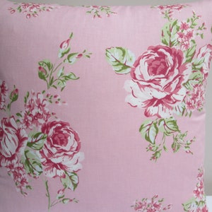 Shabby Chic Cottage Garden Roses Floral Cushion Cover Pillow Cover 18&quot; ~ Same Fabric To Both Sides ~ Zipped Enclosure Ready To Ship