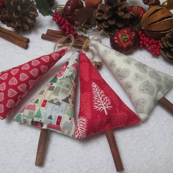 Fabric Christmas Tree With Fragrant Cinnamon Stick Tree Trunk Hanging Decoration ~ Ornament