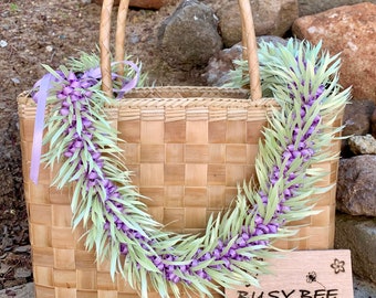 Hawaiian Lime Green and Lavender Ginger Ribbon Lei