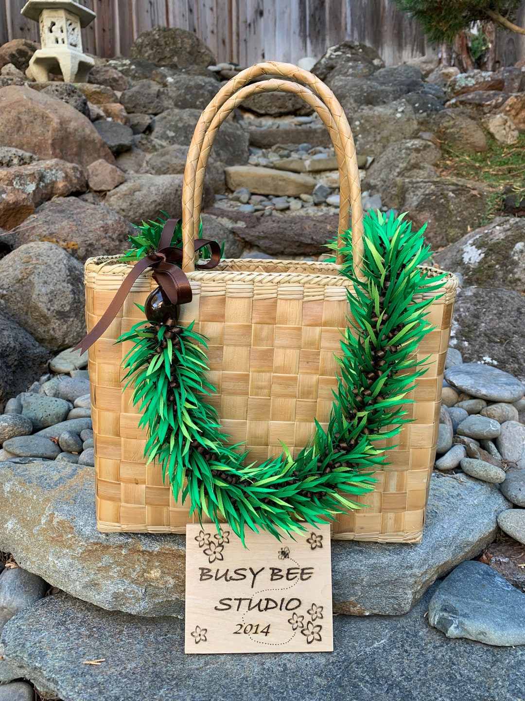 Hawaiian Emerald Green and Brown Ginger Ribbon Lei Etsy